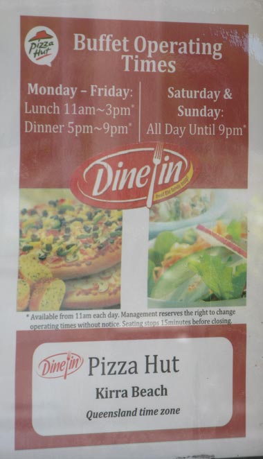 Lovely Lunch Pizza Hut Buffet Restaurant, Kirra Beach, Qld